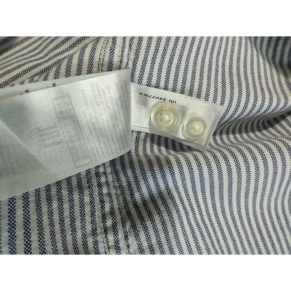Banana Republic Shirt Men's Large Camden Fit Blue Striped Long Sleeve‎ Button Up